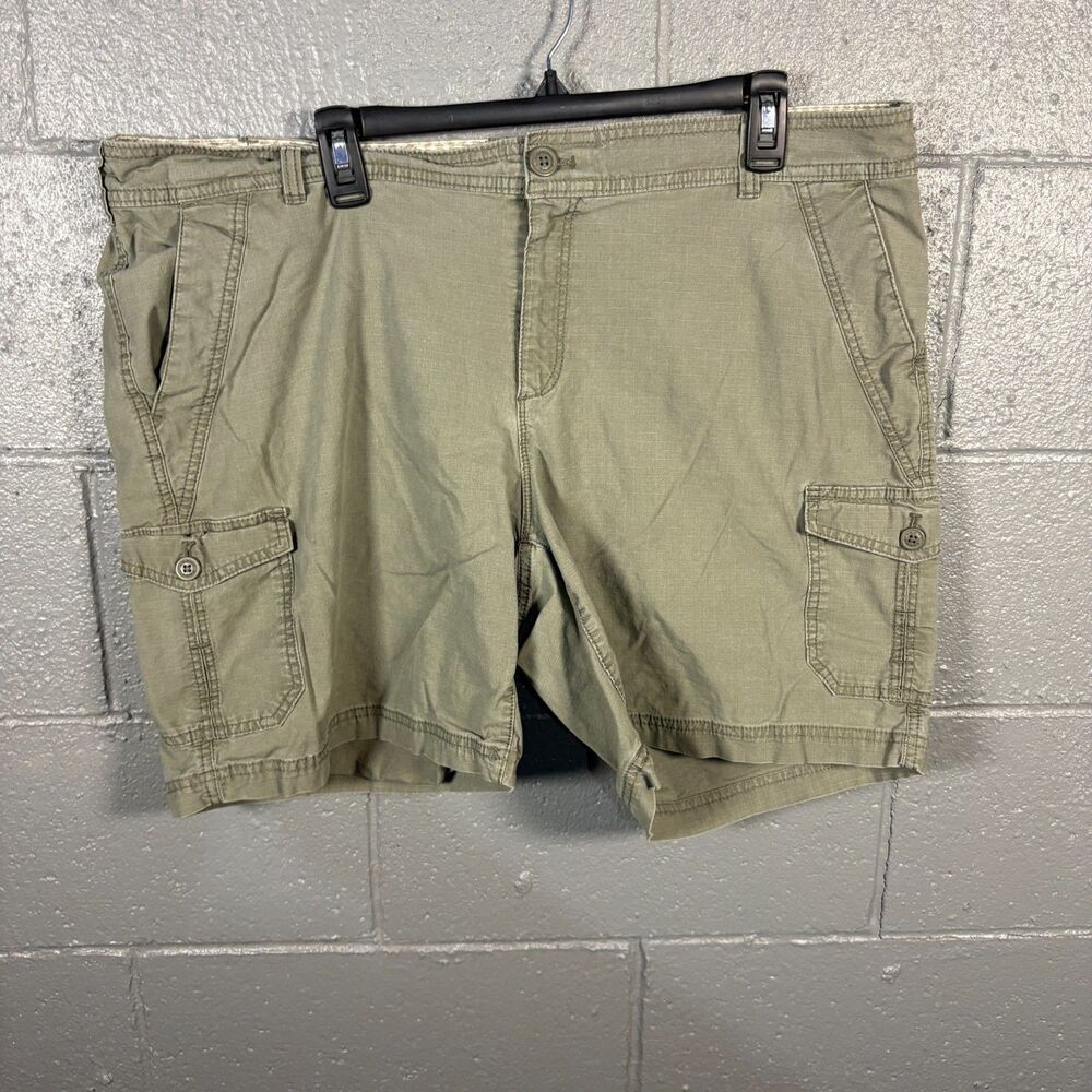 Eddie Bauer Cargo Shorts Women’s 18W Olive Green Ripstop Hiking Outdoor